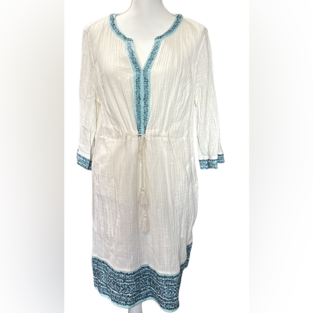 J. Jill Ivory Tunic with Teal Accents